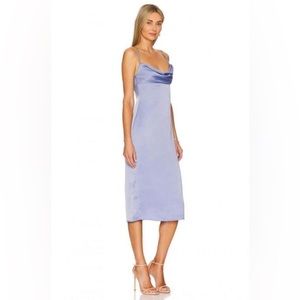 Midi Dress- satin blue cowl neck NWT